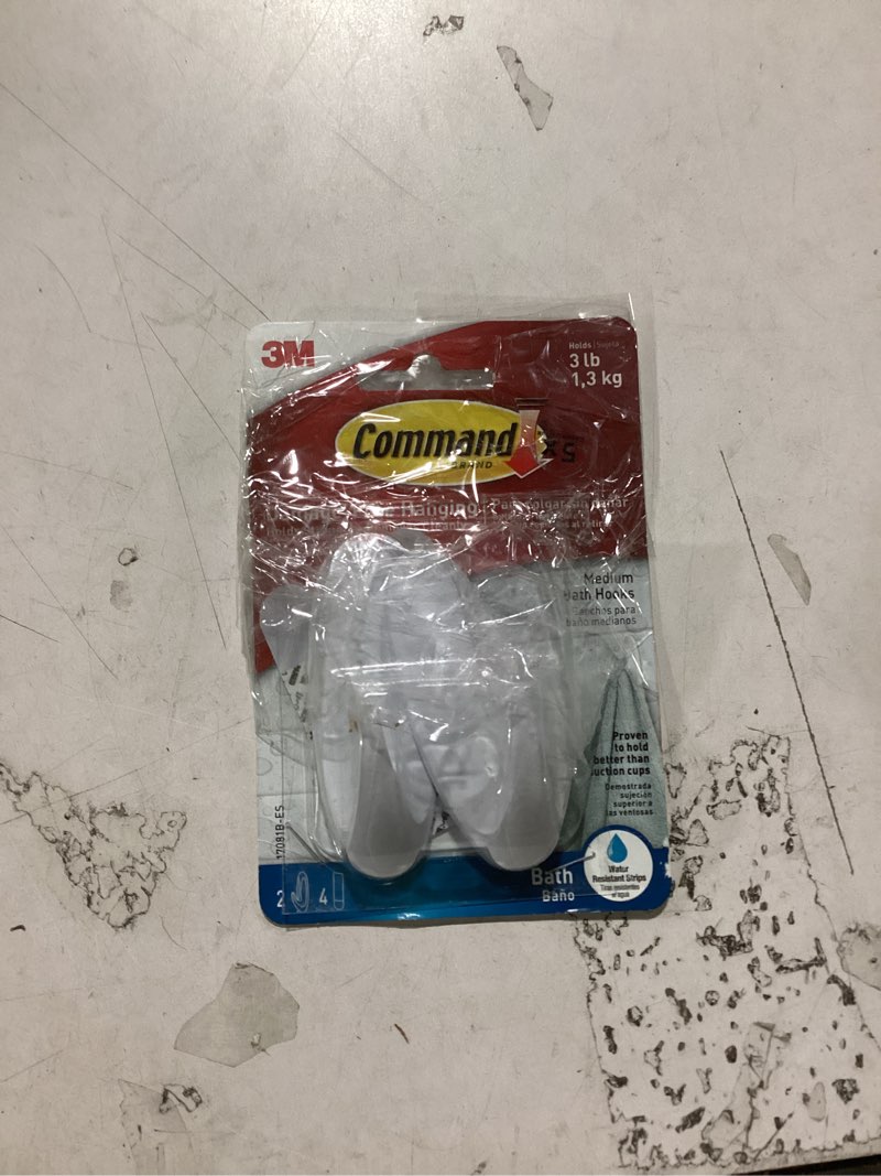 Condition photo showing Good Condition for Command Medium 2 -Pack White Adhesive Bath hook ( 3-lb Capacity)