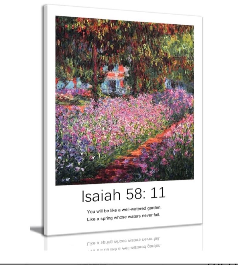 KISSFOX Bible Verse Garden Canvas Wall Art For Bedroom Dorm Isaiah 58:11 Christian Framed Wall Art D