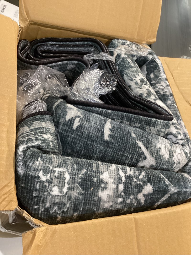 Condition photo showing Good Condition for Washable Area Rug 6x9 Black Rugs for Living Room, Vintage Boho Large Rug for Bedroom Dining Room Office, Distressed Floral Print Carpet for Under Table, Soft Non Slip Low Pile Throw Carpet Indoor Mat 6' x 9' (Rectangular) Black