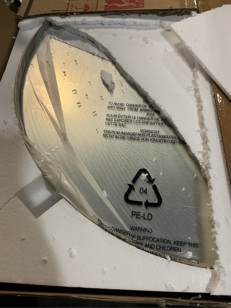 Condition photo showing New/Like New for TokeShimi Brushed Gold Round Mirror 30 Inch Gold Round Vanity Bathroom Mirror for Wall Aluminum Alloy Matte Metal Frame Modern Gold Circle Mirror Fit in Minimalist Multi Style Home Decor 30"L x 30"W Round Brushed Gold