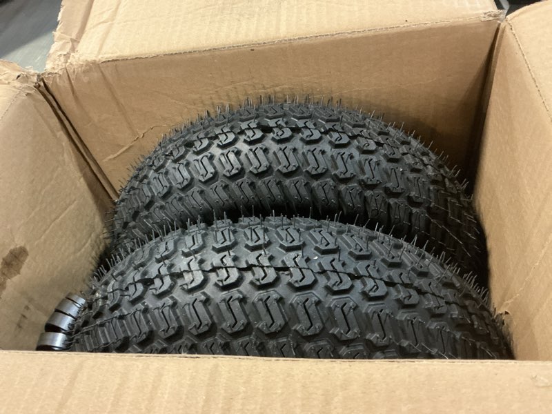 Condition photo showing Good Condition for (2-Pack) 13x5.00-6 Lawn Mower Tires,13 Inch Tire & Wheel Assembly- 3/4" & 5/8" bushing, 3" Centered Hub,Replacement for lawn and Garden Turf mowers