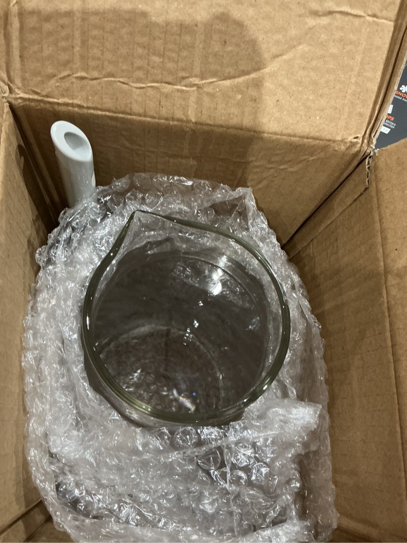 Condition photo showing Good Condition for 1 gallon/3.8l glass pitcher with lid, extra large water carafe jug, borosilicate glass iced tea pitcher, glass water pitcher with silicone base, leak-proof ring & cleaning brush included (transparent)