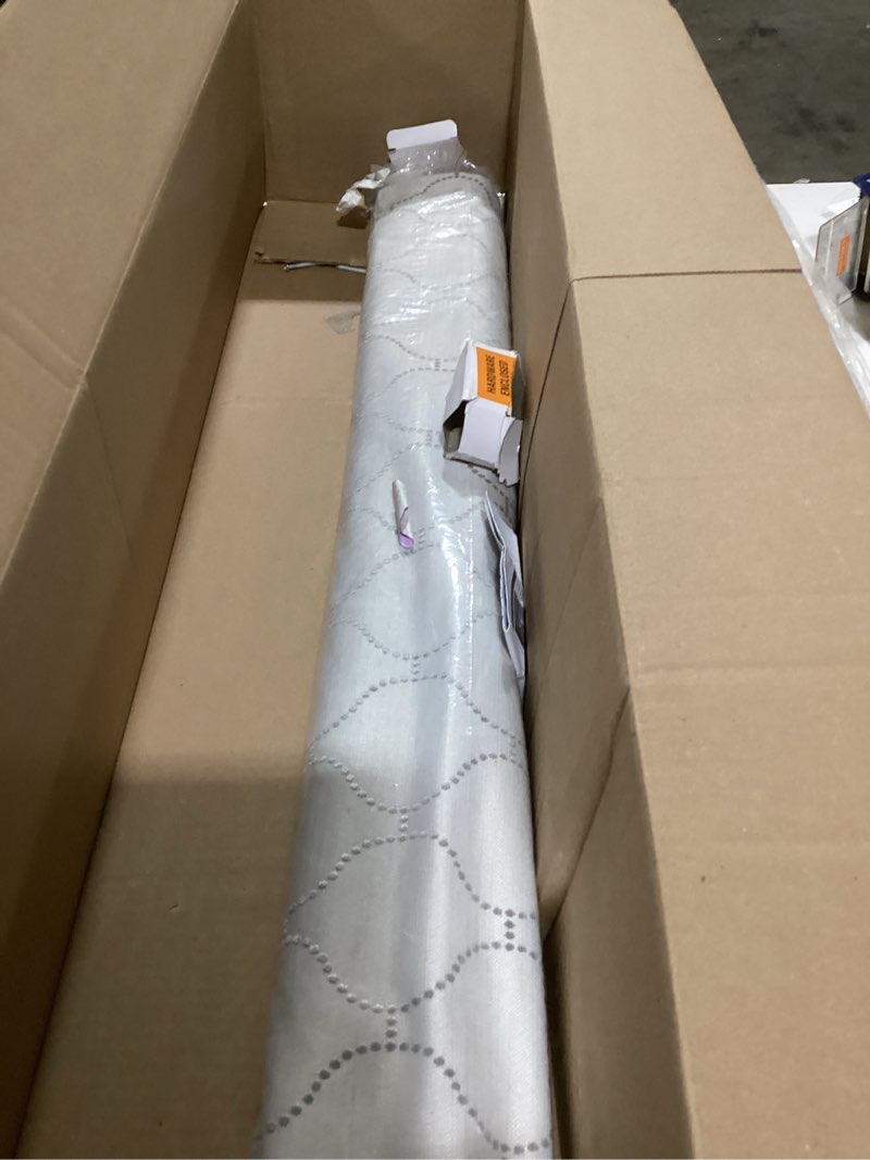 Condition photo showing As Is for Eclipse Darien Insulating Blackout Cordless Lined Window Roman Shade for Living Room, 36 in x 64 in, Silver Silver 36"W x 64"H