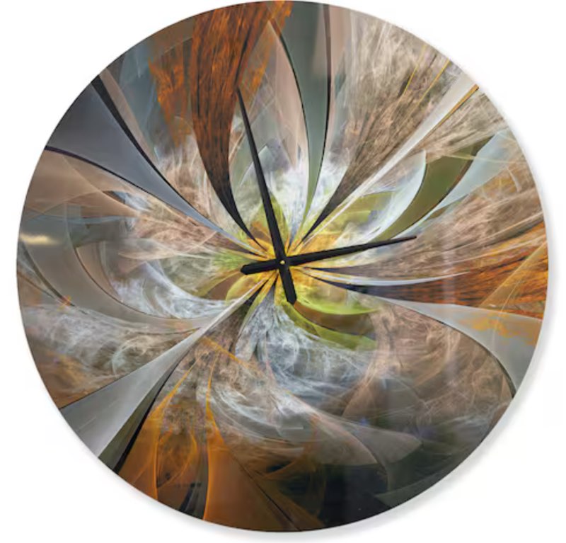 Designart Symmetrical Yellow Fractal Flower Modern Wall Clock