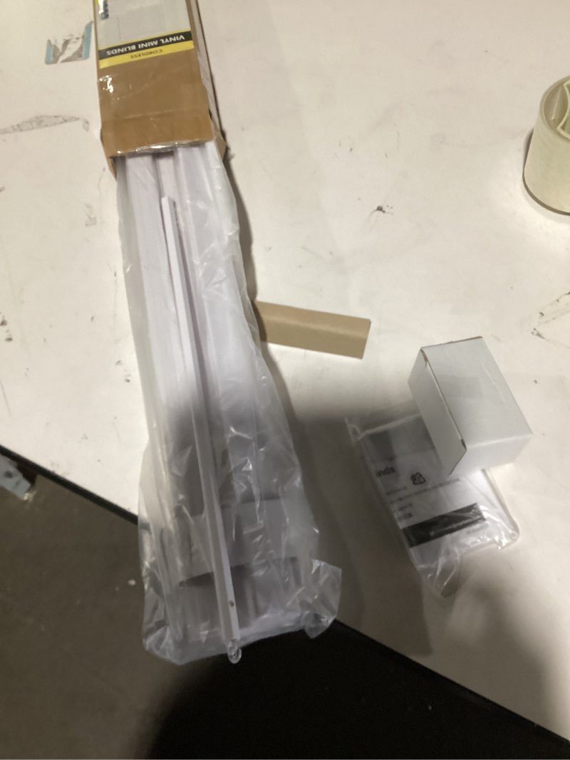 Condition photo showing Good Condition for UNISHADES Blinds for Indoor Windows 1" Vinyl L-Shaped Slats Cordless Mini Blinds for Home, 28" W × 36" H - White White 28" W × 36" H