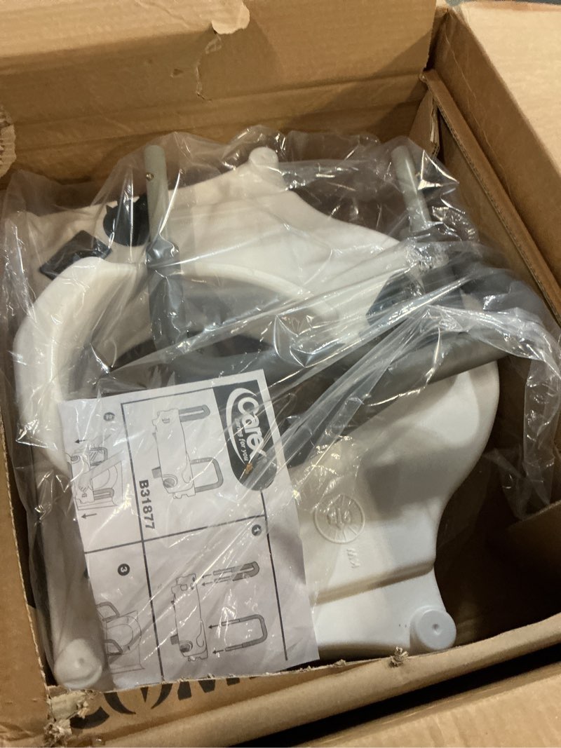 Condition photo showing Good Condition for Carex E-Z Lock Raised Toilet Seat with Handles - 4.5 Inch Toilet Seat Riser with Arms, Toilet Riser Fits Most Toilets, Elongated or Round, Toilet Seat Lifter, White