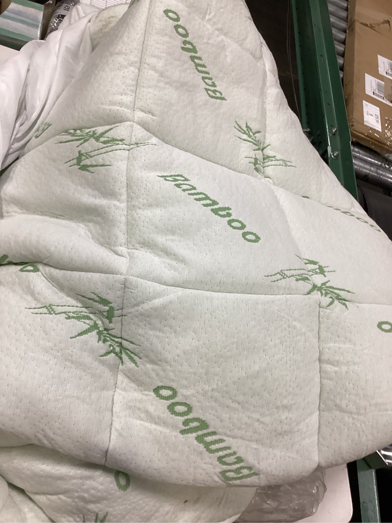 Condition photo showing As Is for mattress pad queen size, coolin top mattress topper, ultra soft viscose made from bamboo, breathable for hot sleepers, deep pocket 8\"-20\", green green queen