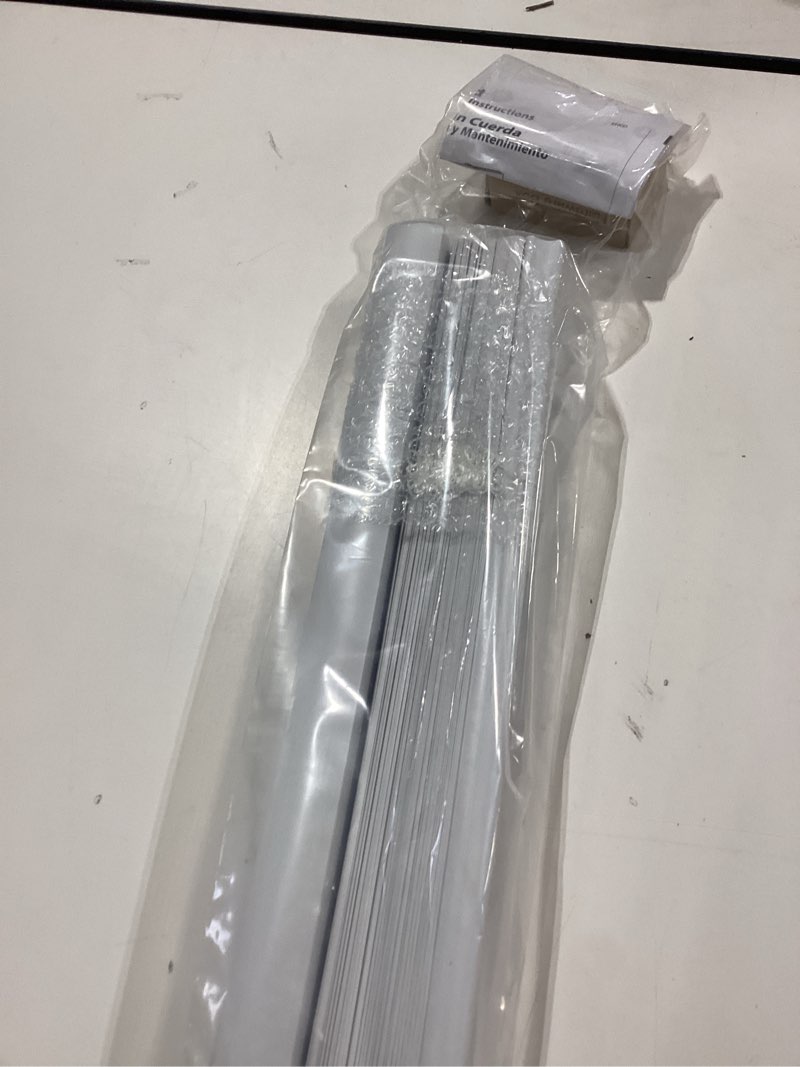 Condition photo showing Good Condition for cordless vinyl mini l blinds 21" w x 64" h, 1" slat white horizontal windows l blind for door, shades, camper, light filtering, interiors, arrive 1/2 inch narrower indoor 21"w x 64"h