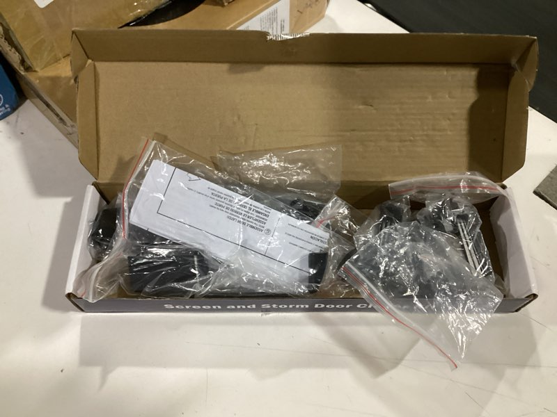 Condition photo showing New/Like New for novabright 2 set storm and screen door push button latch, fits doors 5/8 –1-1/4” thick, storm screen door handle replacement with latch, easy installation, no lock-out, aluminum finish, modern(black)