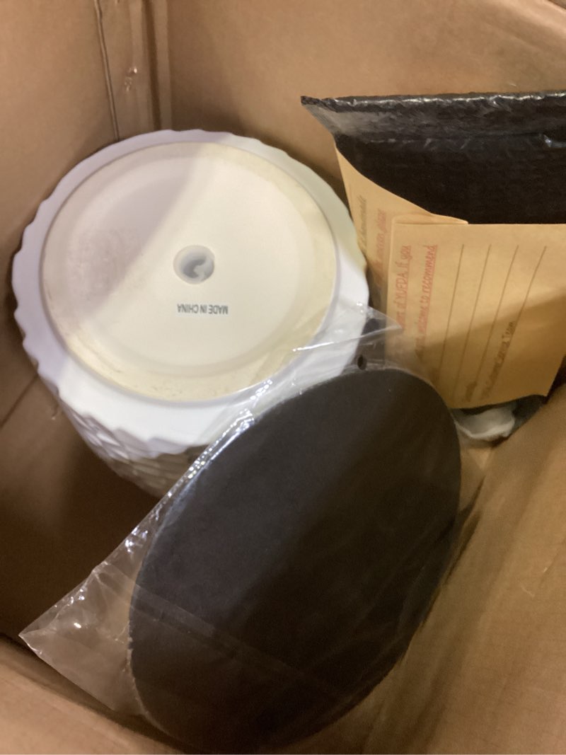 Condition photo showing Good Condition for 10 inch plant pot,ceramic planter with drainage,large planters for indoor plants,indoor&outdoor plant pots,ceramic flower pots,cylinder flower planter pot(pure white) without caddy 10 inch