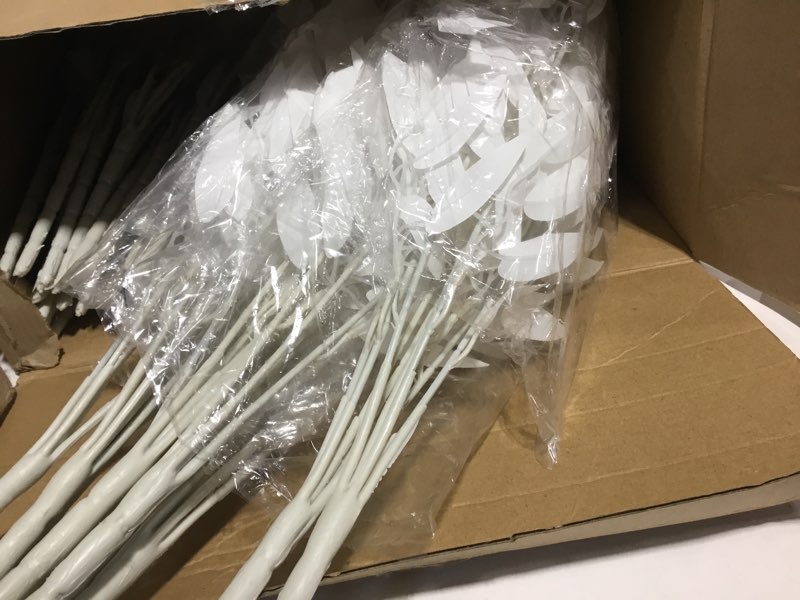 Condition photo showing As Is for 30 Pcs Artificial White Willow Leaves, Fake Willow Leaf Garland Stems, Faux Flower Hanging Leaves for Wedding Bouquet, Arches, Filling Table Decorations, Home Decor Centerpieces
