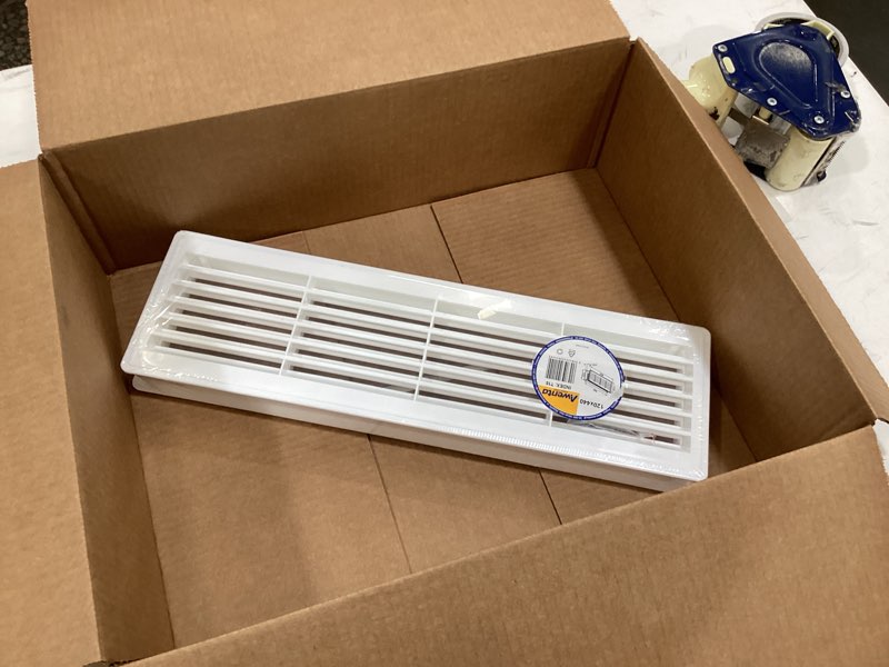 Condition photo showing New/Like New for AWENTA 18" x 5" Inch Two Sided White Door Air Vent Cover - Door Vents for Interior Doors - Universal Furniture Ventilation Guard- Register for Bathroom, Bedroom, Garage, Kitchen, Furniture