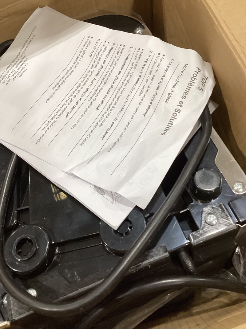 Condition photo showing As Is for Frigidaire EFIC103-AMZ-SC Counter Top Maker with Over-Sized Ice Bucket, Stainless Steel, Self Cleaning Function, Heavy Duty, Stainless Stainless Ice Maker