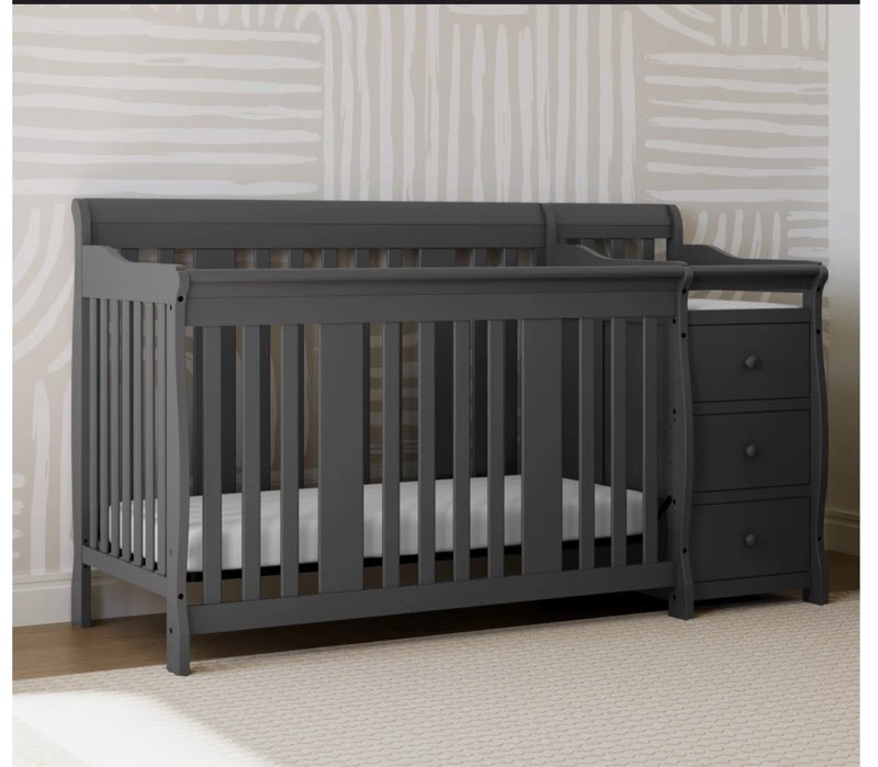 Portofino 5-in-1 Convertible Crib and Changer grey 