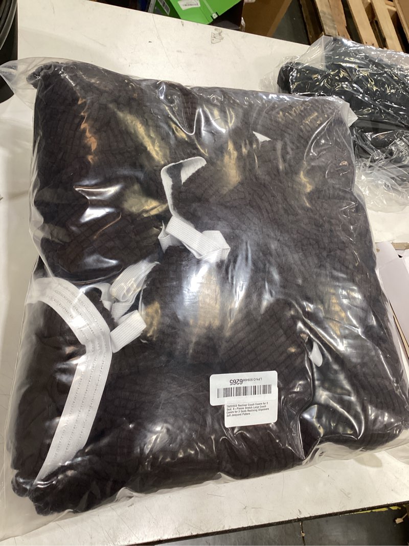 Condition photo showing Good Condition for taococo recliner couch covers for 3 seat, 8-pieces stretch large couch covers for 3 seats reclining slipcovers soft jacquard pattern furniture protector, chocolate chocolate 3 seat