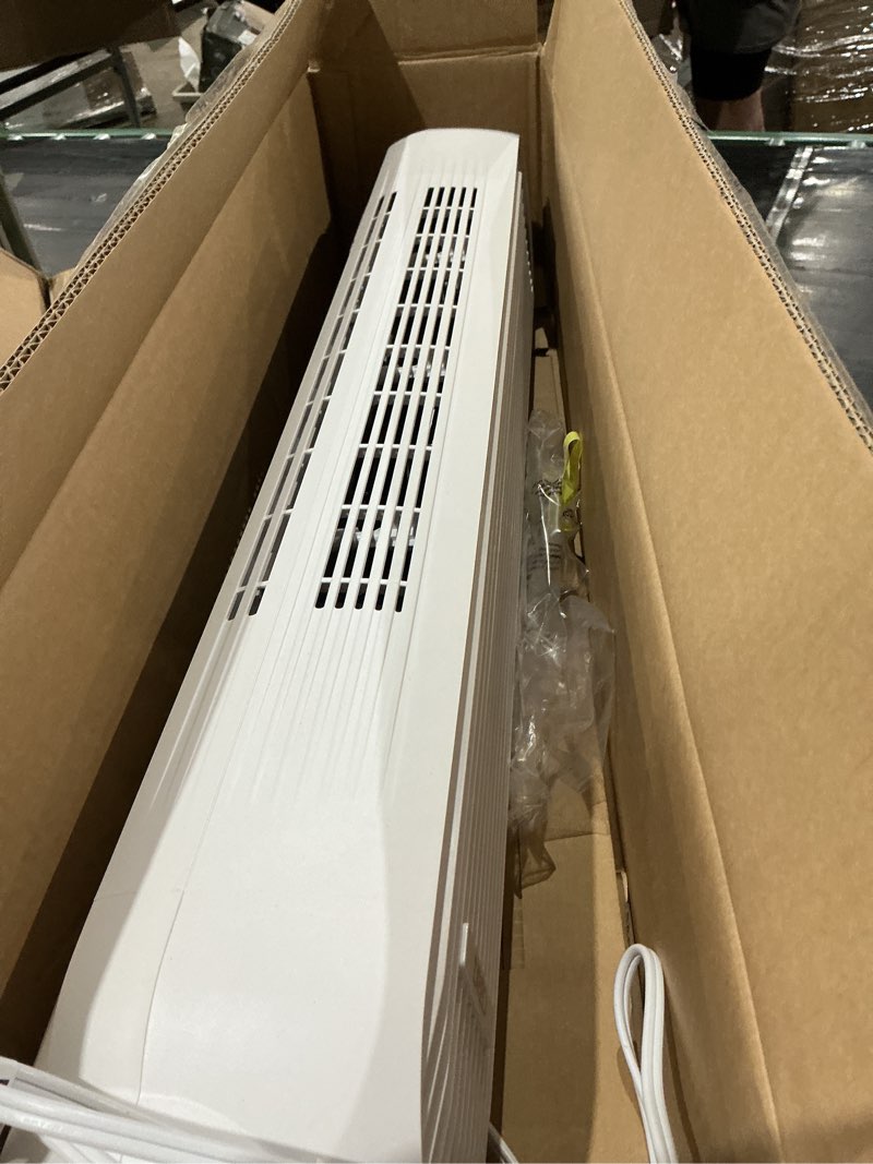 Condition photo showing As Is for dreo tower fan for bedroom, 2026 upgraded dc motor, 28ft/s high velocity, 20db ultra quiet standing fan, 8 speeds 4 modes, 90° oscillating bladeless fan for indoors, floor fans with remote, white