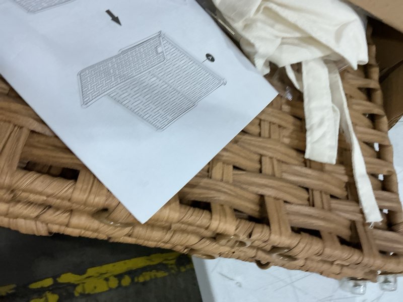 Condition photo showing Good Condition for songmics home laundry hamper with lid, clothes basket with removable liner and handles, 17.2 gallon, foldable narrow laundry organizer for bathroom, bedroom, light brown light brown 65 l?with lid?