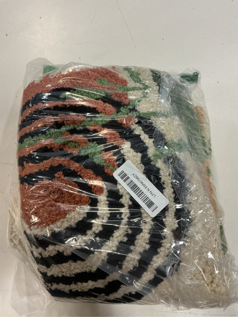Condition photo showing Good Condition for arttown boho green plant bathroom rug set 2 piece orange fluffy microfiber non-slip water absorbent 