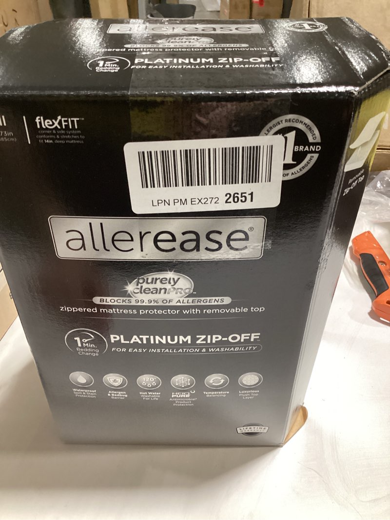 AllerEase Platinum Zip-Off Top Waterproof Mattress Protector Full Size 360 Degree Zipper Allergen Barrier Temperature Balancing Luxurious Plush Top Separately Machine Washable Mattress Cover (White)