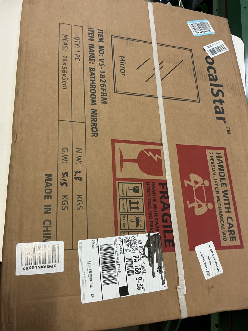 Condition photo showing New/Like New for VocalStar Frameless Bathroom Mirror, 18" x 26" Rectangle Wall Mirror with Beveled Edge, Modern Decorative Vanity Mirrored for Living Room, Entryway, Bedroom | 1/4-Inch Shatterproof Glass Rectangle 18"L x 26"W