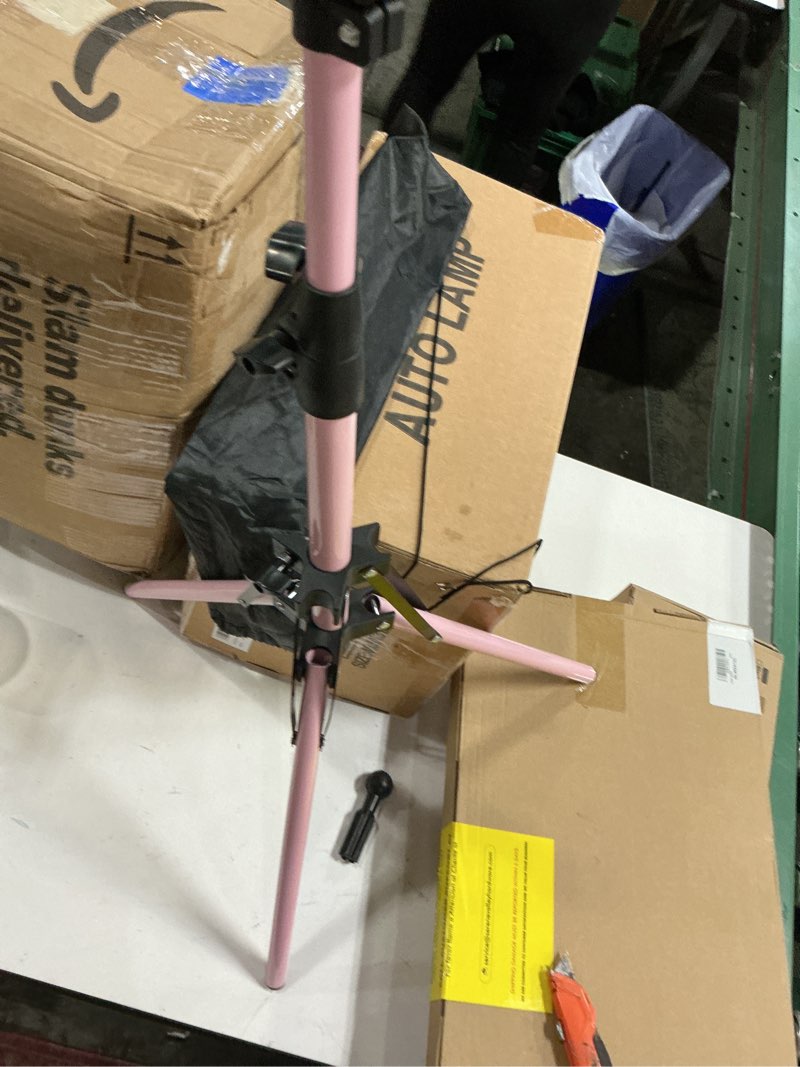 Condition photo showing As Is for Mannequin Head Stand, Adjustable Wig Stand, Reinforced Metal Mannequin Head Stand for Cosmetology Hairdressing Training, Pink