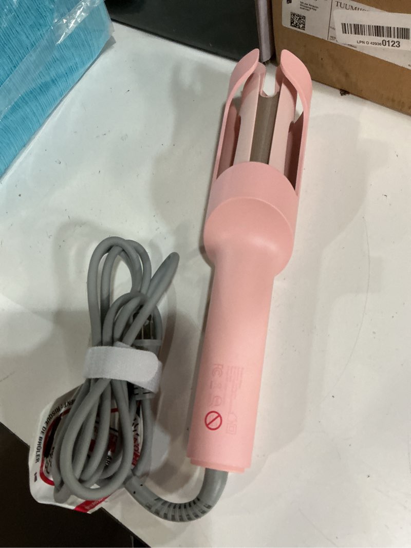 Condition photo showing New/Like New for tymo automatic rotating curling iron - tymo curlpro beach waves curling wand, portable hair curler, 500 million ionic, dual voltage & lightweight for travel, ceramic coating, 1 inch, pink