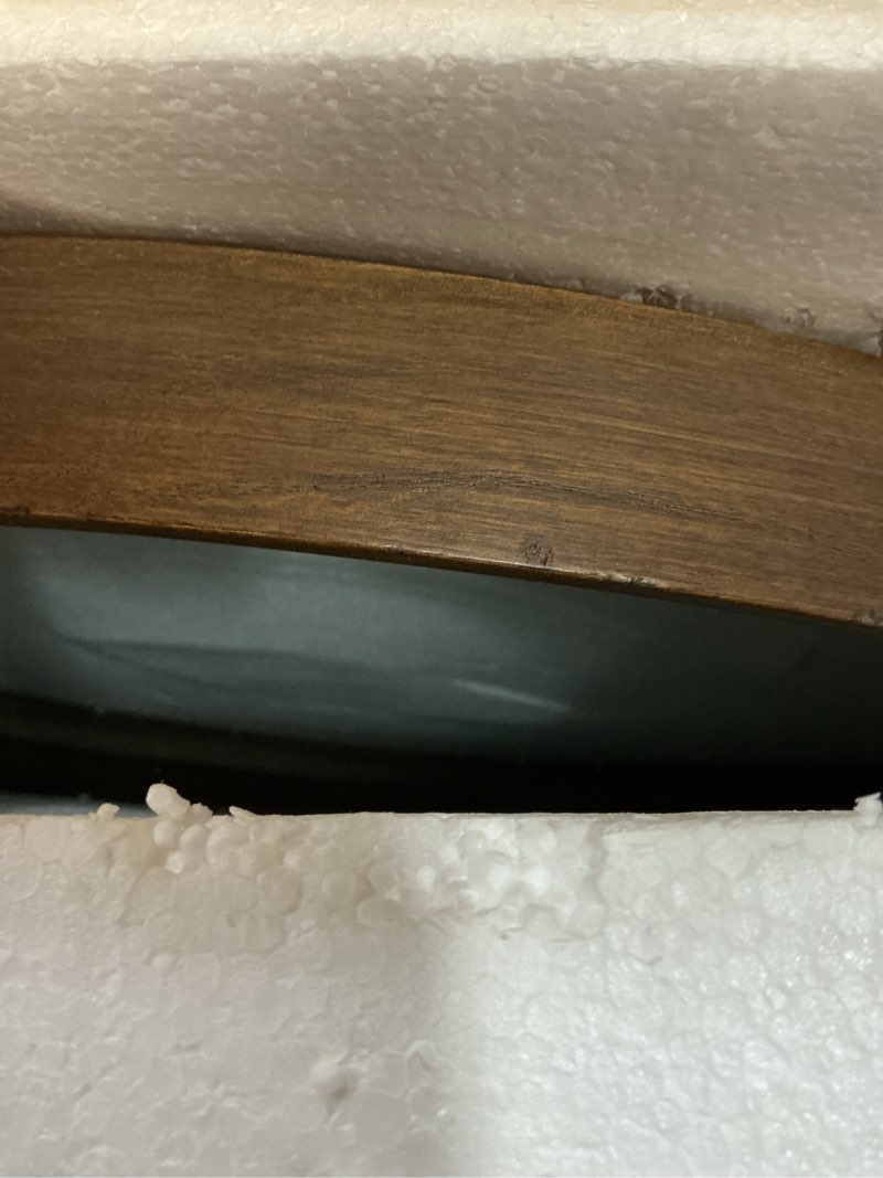 Condition photo showing New/Like New for MAGFLERUM Round Wood Mirror 30 Inch, Wall-Mounted Circle Mirrors, Suitable for Entrance, Bedroom, Living Room, Hallway, Bathroom, Vanity (Brown) Brown 30"L x 30"W