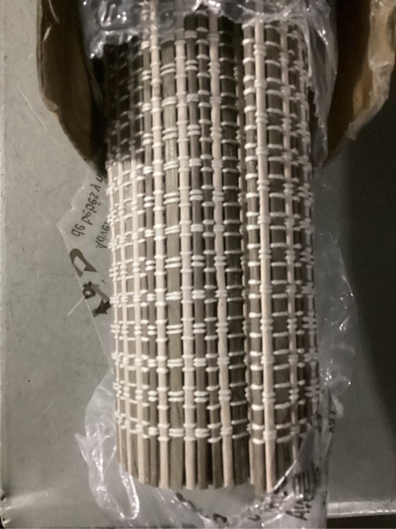 Condition photo showing Good Condition for lazblinds cordless bamboo roman shades for windows, light filtering natural bamboo blinds, easy lift cordless design for living room & bedroom, fits interior windows 39" w x 64" h, greystone greystone 39" w x 64" h