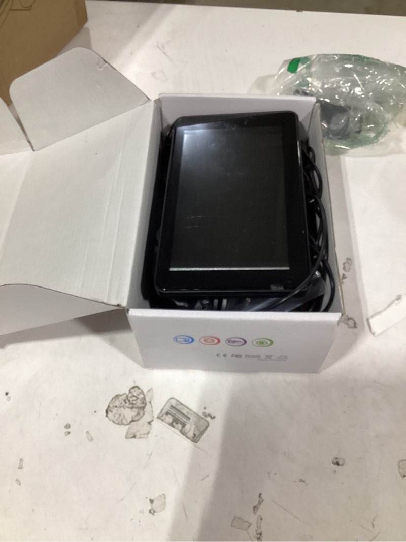 Condition photo showing As Is for portable wireless with apple carplay and android auto screen for car, 7" hd touch screen car stereo with mirror link, bluetooth 5.2, backup camera, aux,fm transmitter for all vehicle
