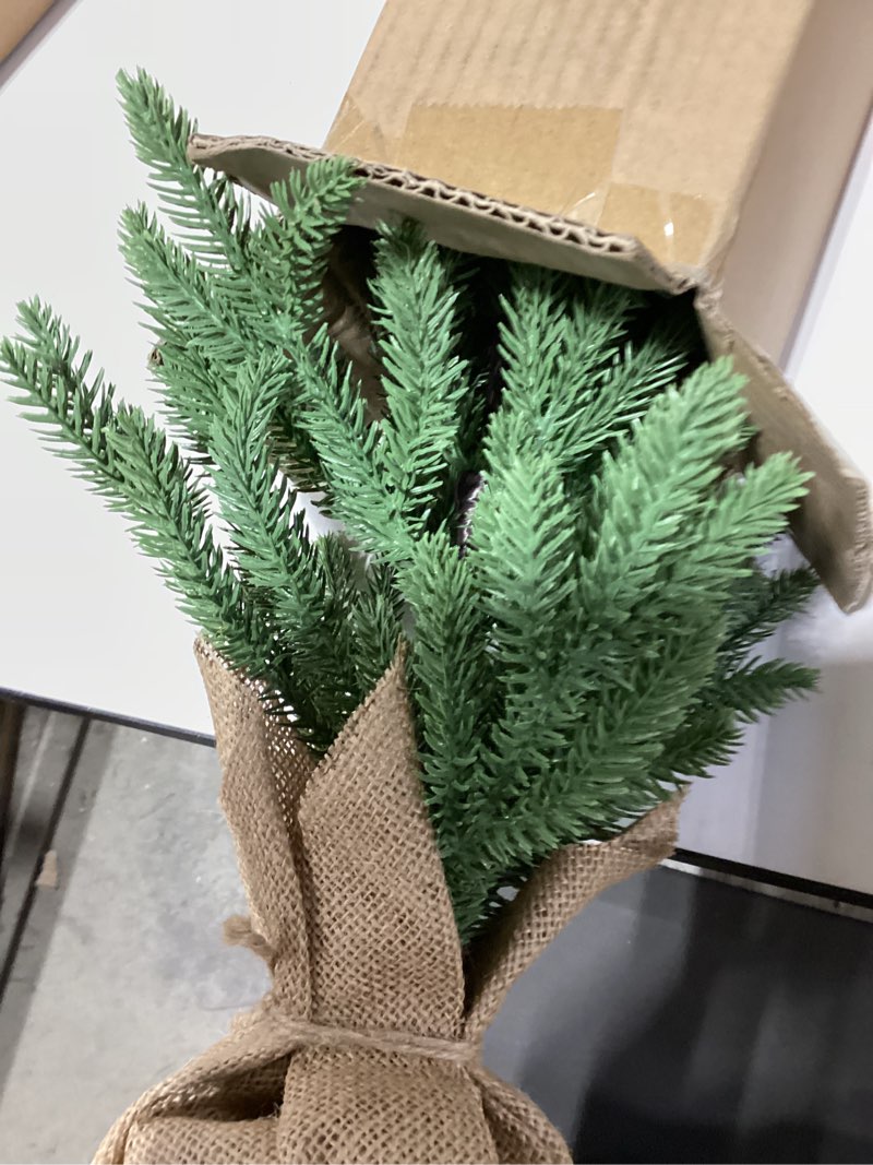 Condition photo showing As Is for 2FT Mini Christmas Tree with 30 LED Lights & 26 Ornaments,24-inch Tabletop Christmas Tree with Timer Memory Function, PE Branch Tips & Sturdy Cement Base,Small Xmas Tree for Holiday,Home,Office Decor