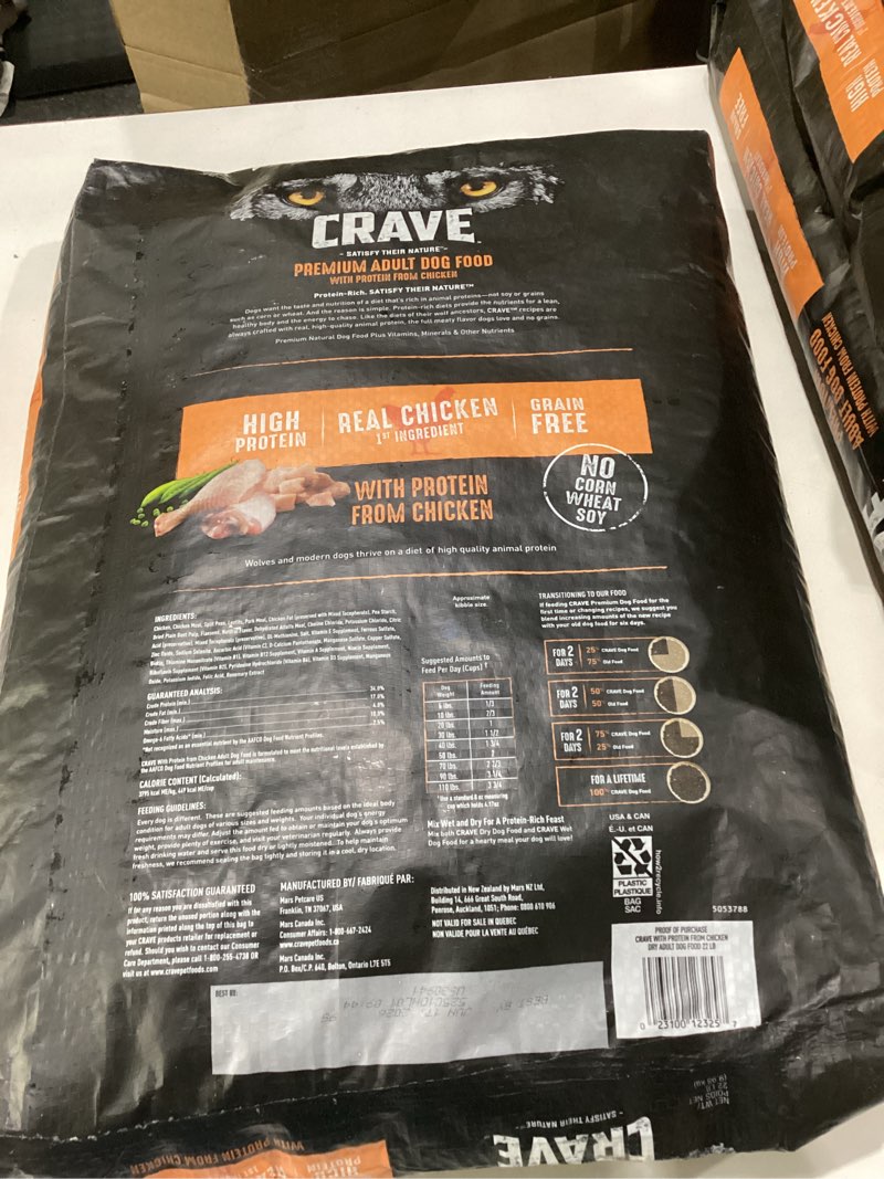 Condition photo showing New/Like New for crave grain free high protein adult dry dog food, chicken, 22 lb. bag, brown 22 pound (pack of 1)
