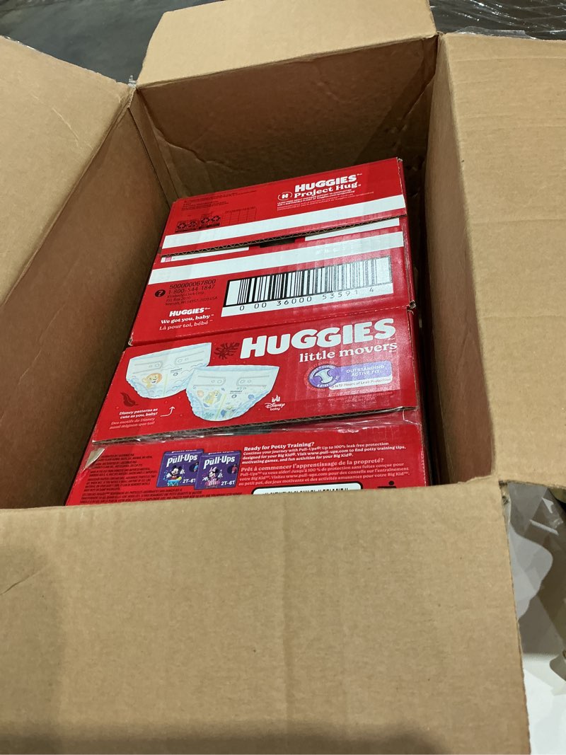 Condition photo showing Good Condition for huggies size 6 diapers, little movers baby diapers, size 6 (35+ lbs), 50 count (2 packs of 25), packaging may vary size 6 50