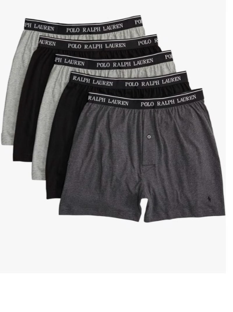 polo ralph lauren men's classic cotton p5 knit boxers small 2 andover heather/madison heather/2 polo black