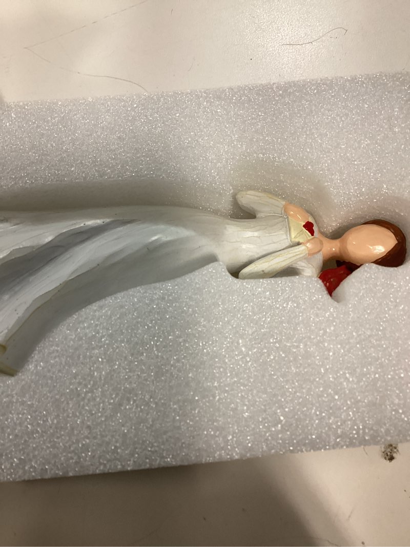 Condition photo showing New/Like New for hand-painted memorial angel figurine with red cardinal & love letter - 6.2 inch resin statue for sympathy, bereavement, and friendship - thinking of you home decor gift for mom, grandma, women white02