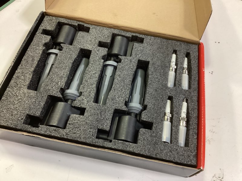 Condition photo showing New/Like New for a-premium set of 4 ignition coil pack and iridium spark plugs compatible with ford escape, fusion, c-max, transit connect, ssv plug-in hybrid, police responder hybrid & lincoln mkz & mercury mariner black