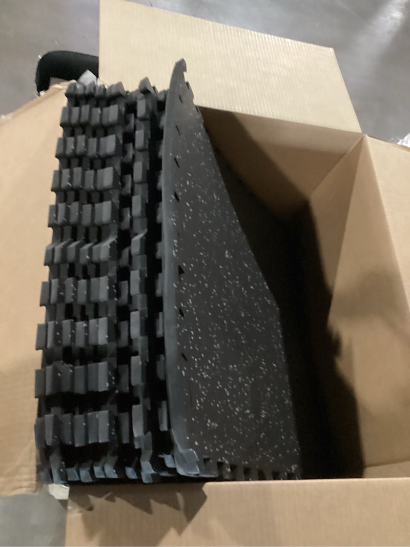 Condition photo showing Good Condition for praisun 0.6" thicker rubber top gym flooring for home gym, 12 pcs 48 sq ft workout mats, exercise mat, interlocking rubber floor mats with high density eva foam for garage, 24 x 24in, black/grey 12 tiles (48 sq ft) black/grey