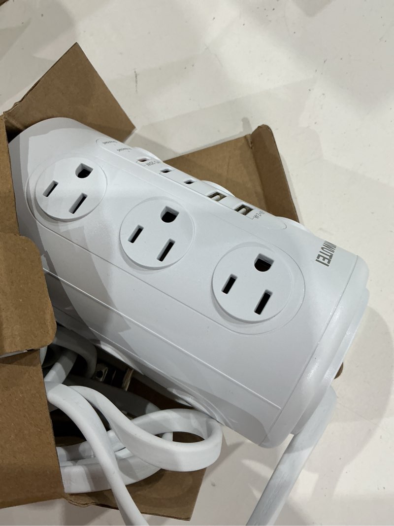 Condition photo showing Good Condition for tower power strip with 1 dedicated pd 20w fast-charging port, 12 outlets, 5 usb ports (3 usb-c), 1800j protector, desk charging station for multiple devices,10ft extension cord, home office essentials 10ft white