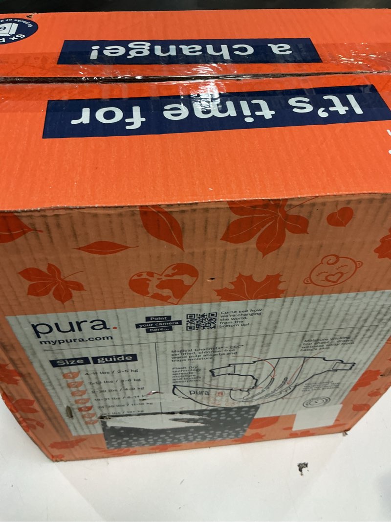 Condition photo showing New/Like New for pura size 5 eco-friendly diapers (24-35 lbs) totally chlorine free (tcf), hypoallergenic, soft organic cotton, sustainable, up to 12 hours leak protection, allergy uk, 6 packs of 20 (120 diapers) size 5 120