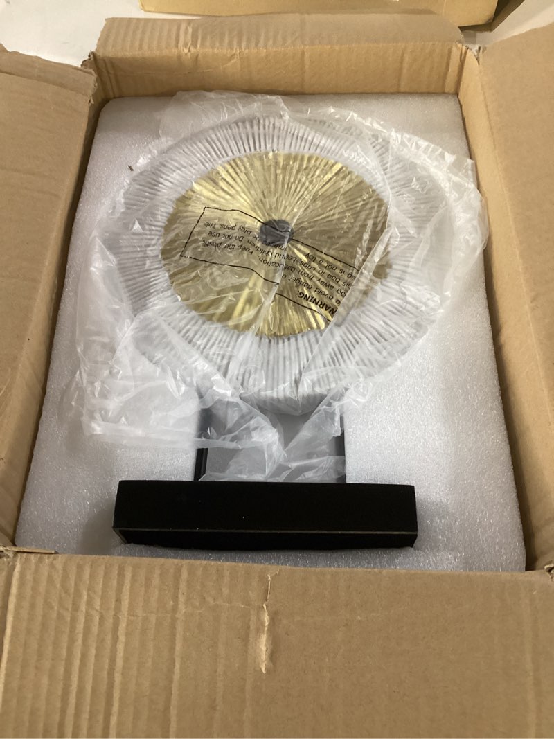 Condition photo showing Good Condition for oliruim 12" tall abstract white gold round sculpture - unique home decoration for above cupboard decor, living room coffee table, console, office, entrance, table centerpieces (white gold)