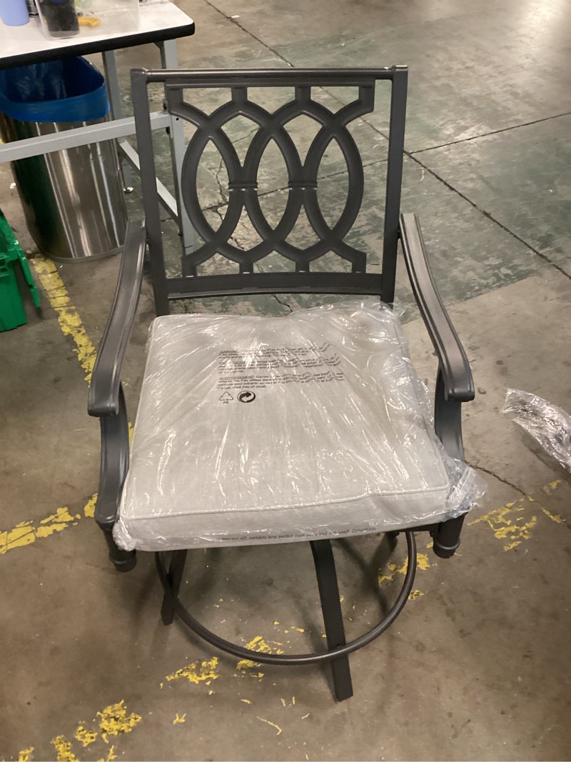 Condition photo showing Good Condition for gray steel swivel chair is part of the allen + roth thomas lake collection