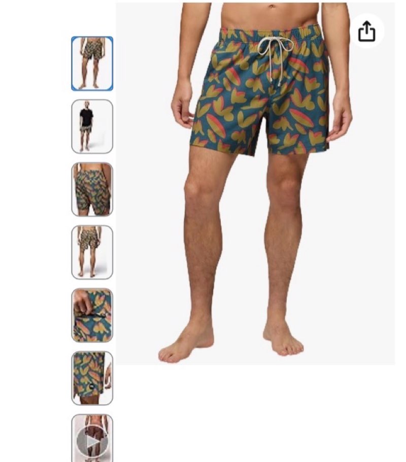 prAna Mens Metric E-Waist Short, 8" Inseam, Catalina Indo Disco, Large