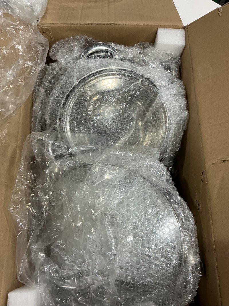 Condition photo showing New/Like New for stainless steel cookware set - 15 pieces pots and pans nonstick pot and pan set includes 1 frying pans, 5 pots, 6 lids and 3 utensils, with stay cooling handle, induction & oven safe silver 15p