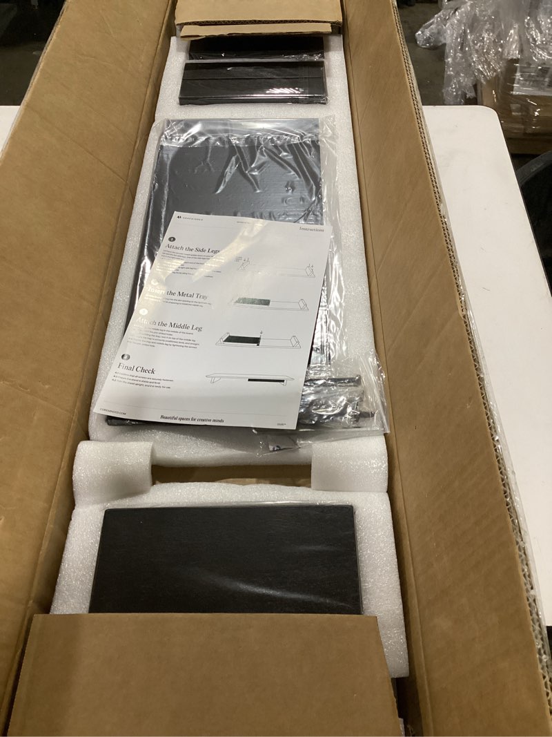 Condition photo showing New/Like New for Solid Wood Dual Monitor Stand Riser – 43" Walnut Desk Shelf for 2 Monitors with Tray & Wool Felt, Organizer for Desktop, Laptop and Office (Solid Walnut)