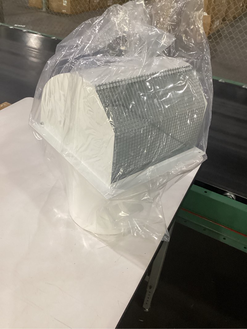 Condition photo showing New/Like New for 8 inch wall vent, heavy-duty galvanized steel hooded wall vent cover with screen and damper exhaust vents cover cap wall-mount outside for house kitchen bathroom dryer ventilation 8inch white