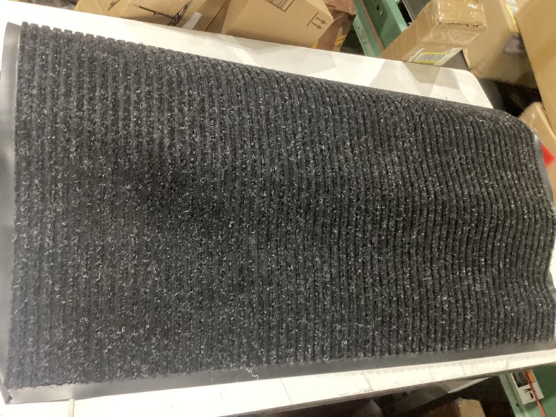 Condition photo showing As Is for notrax 109 industrial door mat, 3' x 4' entrance mat, heavy duty commercial rug for businesses, welcome lobbies, garage, and mudroom, made in the usa, charcoal black, brush step 109s0034ch 3' x 4' (rectangular) charcoal solid