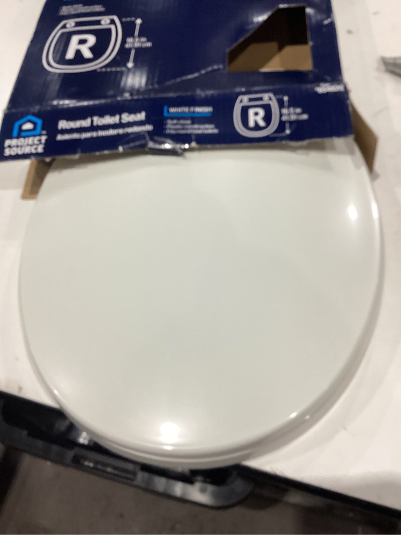 Condition photo showing Good Condition for project source plastic white round soft close toilet seat