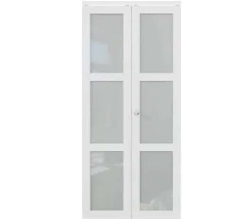 80” 3 light temperd glass panel bifold door 
