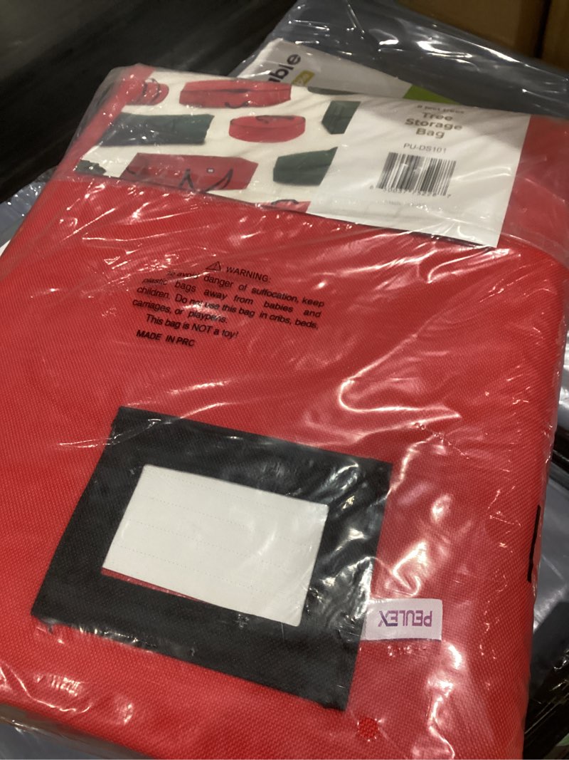 Condition photo showing New/Like New for 9 Foot Christmas Tree Storage Bag, Extra Large Artificial Tree Storage Container, Tree Holder Bag, Wear-Resistant 600D Oxford Fabric, Lightweight, Reinforced Thick Handles, Card Slot (Red)