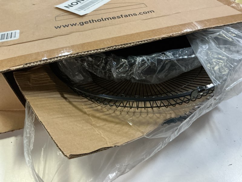 Condition photo showing Good Condition for holmes 12 inch oscillating table fan 3 speeds 75 degree wide angle oscillation adjustable 15 degree tilt quiet operation home office bedroom kitchen black