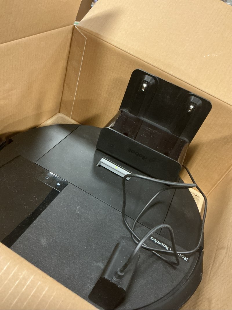 Condition photo showing As Is for irobot roomba 205 dustcompactor vac robot vacuum - compacts dirt inside, no emptying for 60 days, space saving, no dock needed, bagless, intense power-lifting suction, lidar navigation, multi-surface